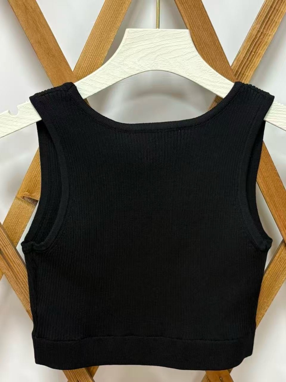 Miu Miu Black Ribbed Logo Crop Tank - Picture 2 of 4